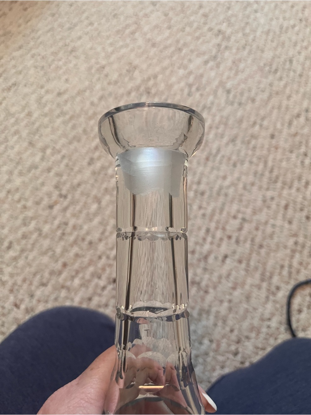 Large 15” Vintage Crystal Cut Glass Decanter Stopper Etched Star Burst Design - Picture 12 of 12